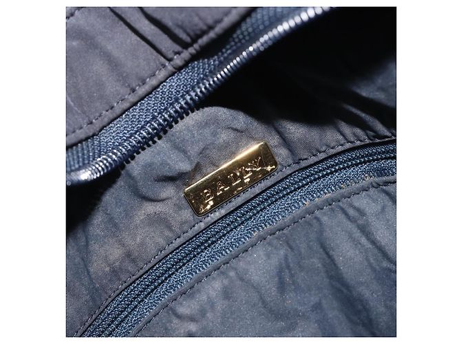 Bolsa de Ombro com Corrente BALLY Nylon Navy Gold Tone Auth 192792 Azul marinho - vista 16