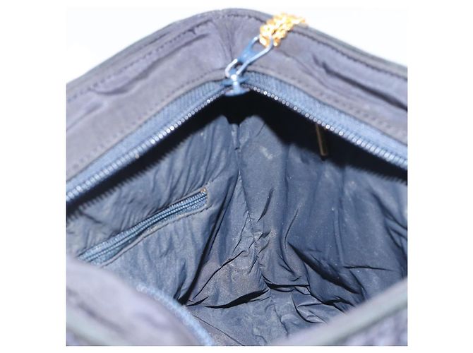 Bolsa de Ombro com Corrente BALLY Nylon Navy Gold Tone Auth 192792 Azul marinho - vista 18