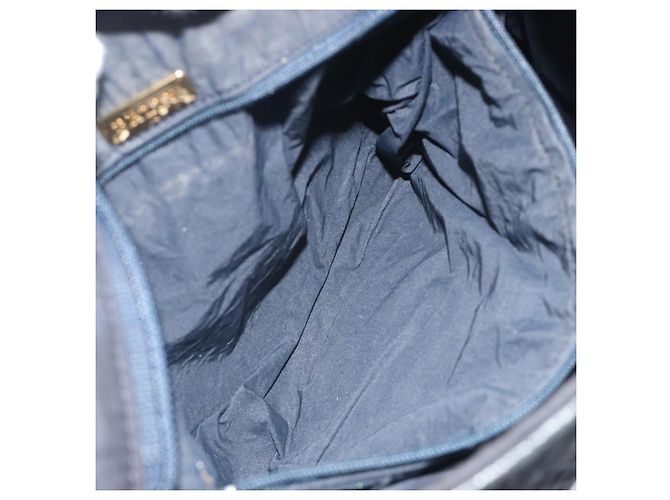 Bolsa de Ombro com Corrente BALLY Nylon Navy Gold Tone Auth 192792 Azul marinho - vista 21