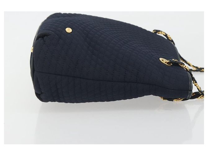 Bolsa de Ombro com Corrente BALLY Nylon Navy Gold Tone Auth 192792 Azul marinho - vista 4
