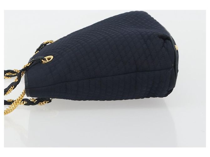 Bolsa de Ombro com Corrente BALLY Nylon Navy Gold Tone Auth 192792 Azul marinho - vista 5