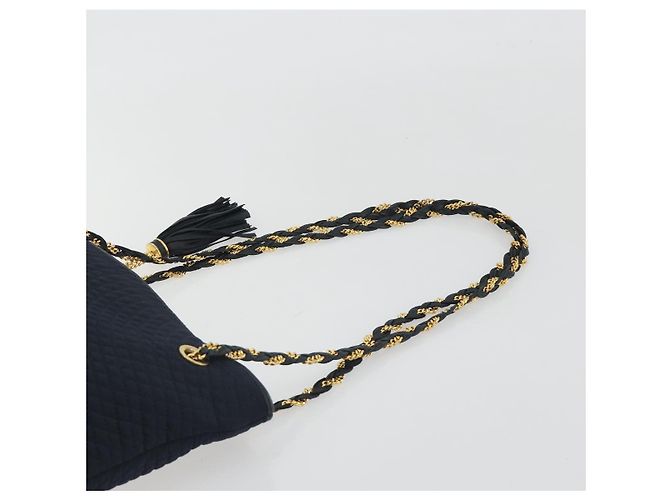 Bolsa de Ombro com Corrente BALLY Nylon Navy Gold Tone Auth 192792 Azul marinho - vista 8
