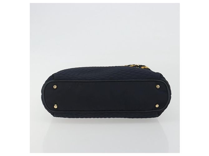 Bolsa de Ombro com Corrente BALLY Nylon Navy Gold Tone Auth 192792 Azul marinho - vista 9