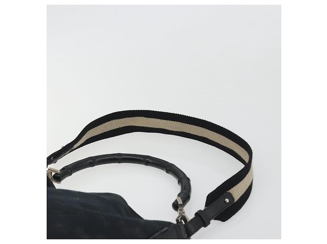 Borsa GUCCI GG Canvas Bamboo 2way Nera Argento 001 4095 Auth ep15232 Nero - vista 10