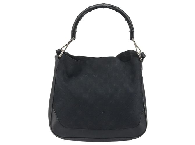 Borsa GUCCI GG Canvas Bamboo 2way Nera Argento 001 4095 Auth ep15232 Nero - vista 2