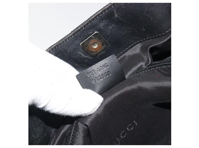 Borsa GUCCI GG Canvas Bamboo 2way Nera Argento 001 4095 Auth ep15232 Nero - vista 22