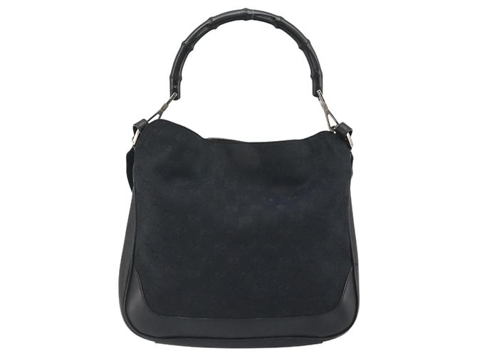 Borsa GUCCI GG Canvas Bamboo 2way Nera Argento 001 4095 Auth ep15232 Nero - vista 3