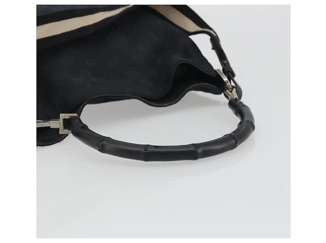 Borsa GUCCI GG Canvas Bamboo 2way Nera Argento 001 4095 Auth ep15232 Nero - vista 7