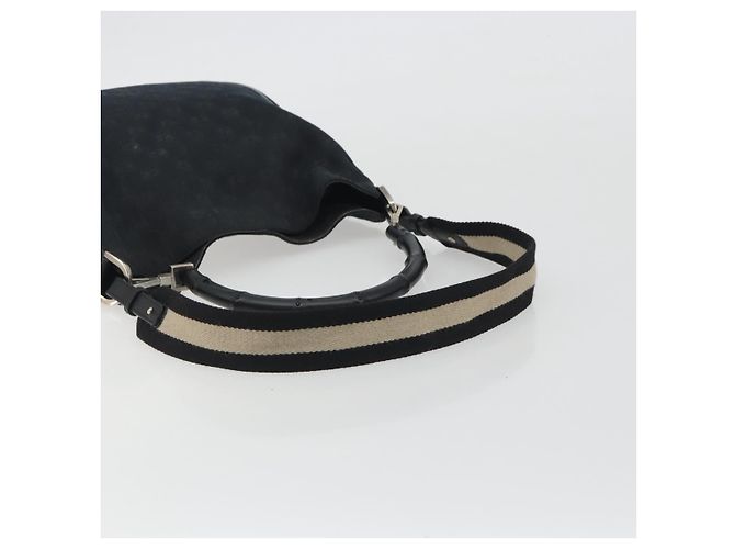 Borsa GUCCI GG Canvas Bamboo 2way Nera Argento 001 4095 Auth ep15232 Nero - vista 9