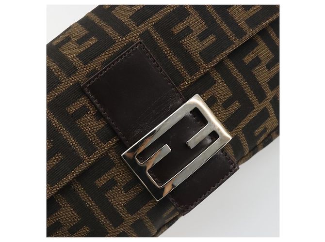FENDI Zucca Canvas Mamma Baguette Borsa a Spalla Marrone Argento Auth yk20687SAM - vista 15