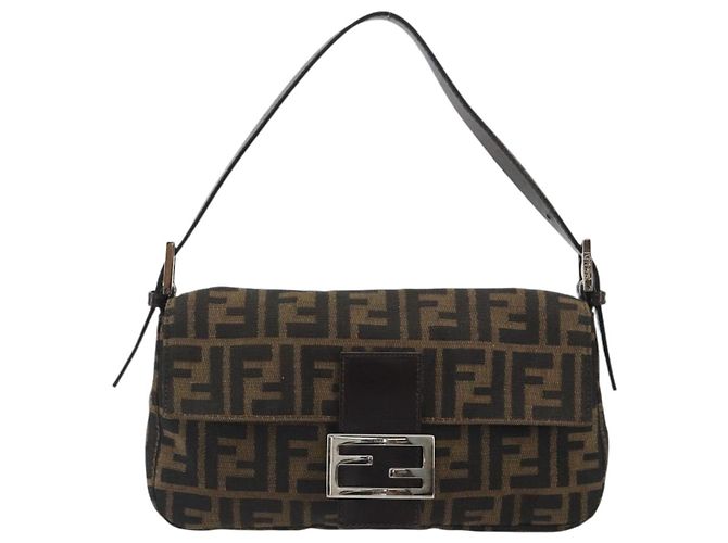 FENDI Zucca Canvas Mamma Baguette Borsa a Spalla Marrone Argento Auth yk20687SAM - vista 2