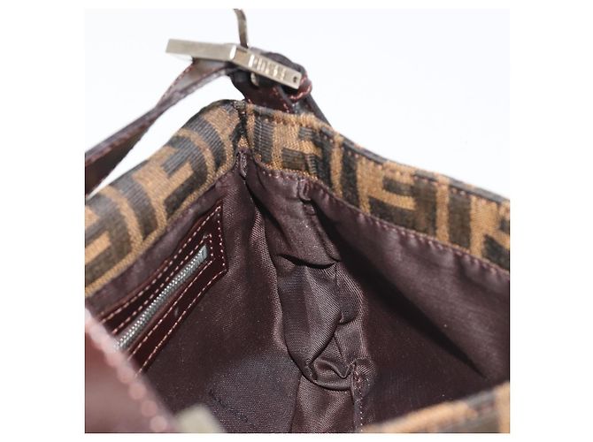 FENDI Zucca Canvas Mamma Baguette Borsa a Spalla Marrone Argento Auth yk20687SAM - vista 20
