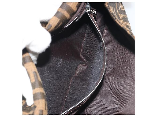 FENDI Zucca Canvas Mamma Baguette Borsa a Spalla Marrone Argento Auth yk20687SAM - vista 23