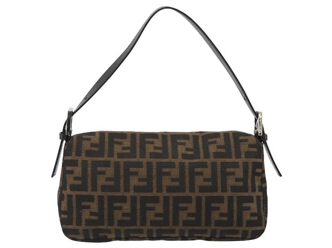 FENDI Zucca Canvas Mamma Baguette Borsa a Spalla Marrone Argento Auth yk20687SAM - vista 3