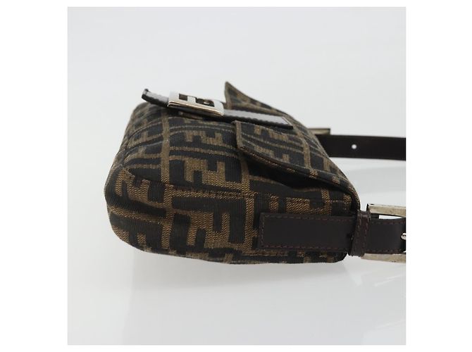 FENDI Zucca Canvas Mamma Baguette Borsa a Spalla Marrone Argento Auth yk20687SAM - vista 4