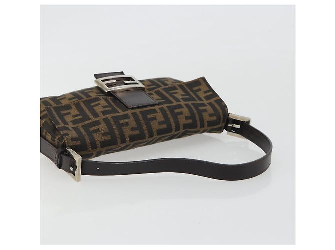 FENDI Zucca Canvas Mamma Baguette Borsa a Spalla Marrone Argento Auth yk20687SAM - vista 7
