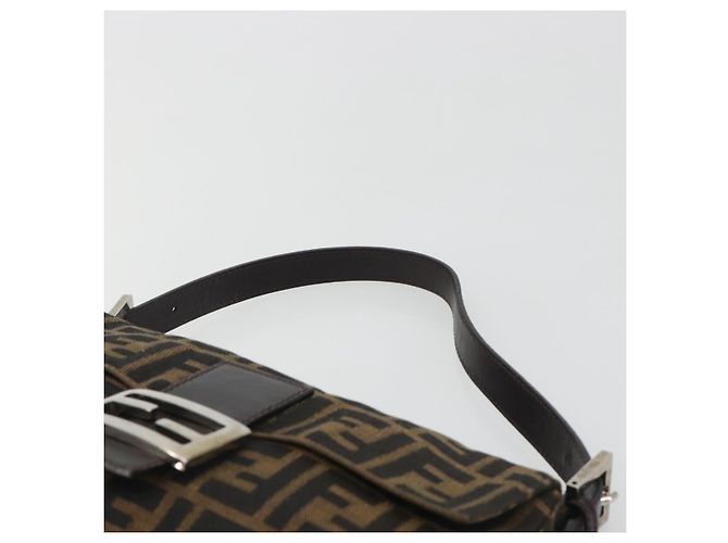 FENDI Zucca Canvas Mamma Baguette Borsa a Spalla Marrone Argento Auth yk20687SAM - vista 8