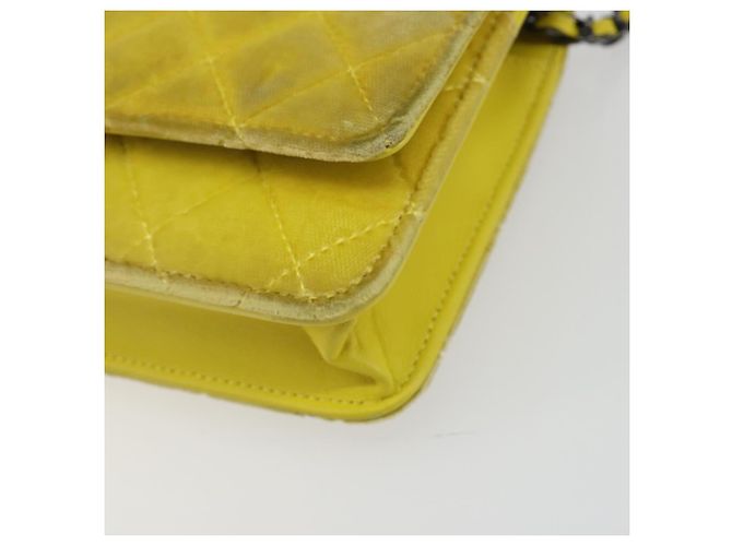 CHANEL Matelasse Chain Shoulder Bag Velor Yellow Silver CC Auth 190362A Argento Giallo - vista 10