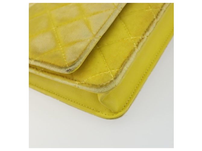 CHANEL Matelasse Chain Shoulder Bag Velor Yellow Silver CC Auth 190362A Argento Giallo - vista 11