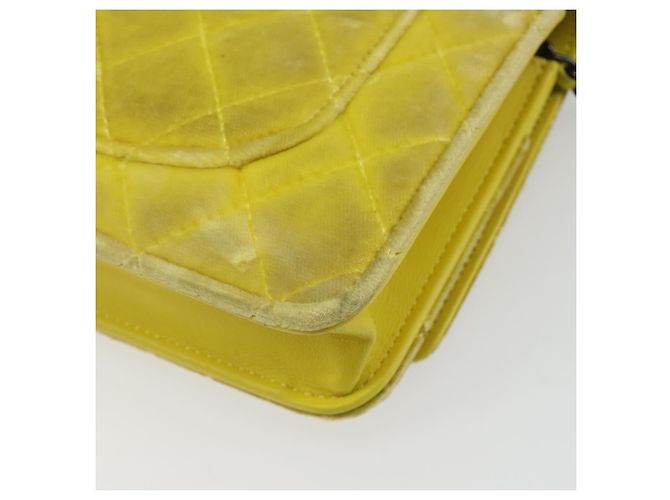 CHANEL Matelasse Chain Shoulder Bag Velor Yellow Silver CC Auth 190362A Argento Giallo - vista 12