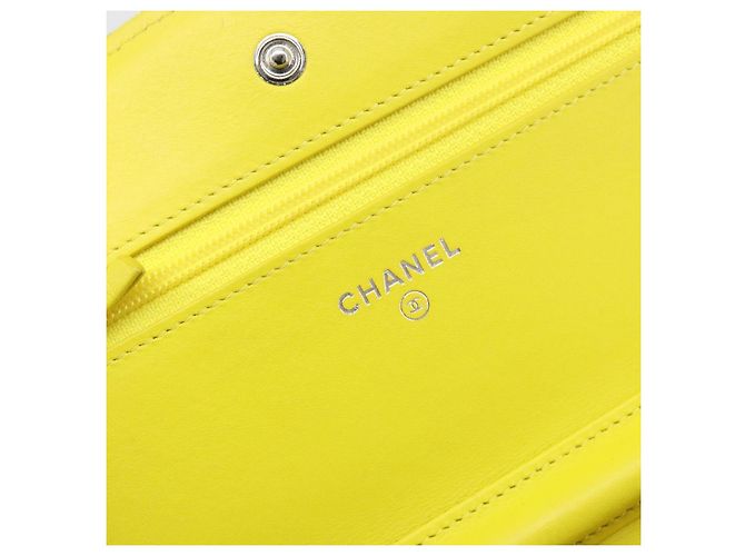CHANEL Matelasse Chain Shoulder Bag Velor Yellow Silver CC Auth 190362A Argento Giallo - vista 17