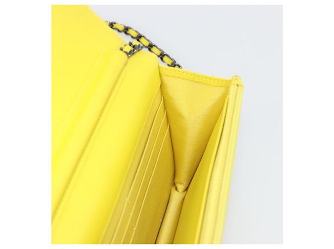 CHANEL Matelasse Chain Shoulder Bag Velor Yellow Silver CC Auth 190362A Argento Giallo - vista 19