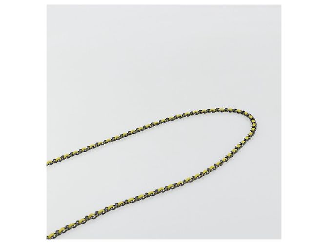 CHANEL Matelasse Chain Shoulder Bag Velor Yellow Silver CC Auth 190362A Argento Giallo - vista 8