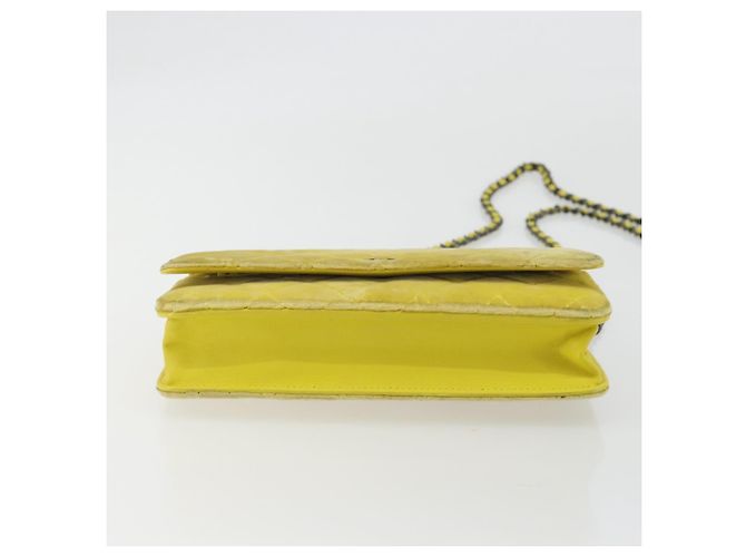 CHANEL Matelasse Chain Shoulder Bag Velor Yellow Silver CC Auth 190362A Argento Giallo - vista 9