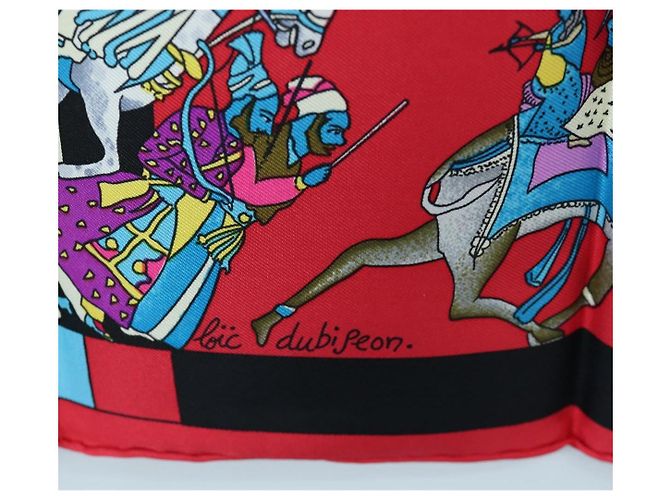 Hermès HERMES Carre 90 Scarf éphantaisies indiennesé Silk Red Black Auth am12080M Nero Rosso - vista 11
