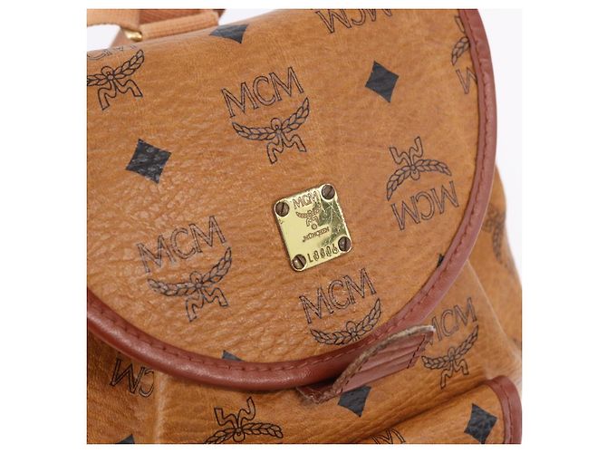 Zaino MCM Vicetos Logogram PVC Beige Oro Auth bs36277 D'oro - vista 16