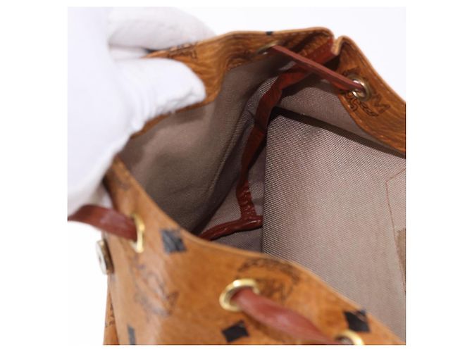 Zaino MCM Vicetos Logogram PVC Beige Oro Auth bs36277 D'oro - vista 21