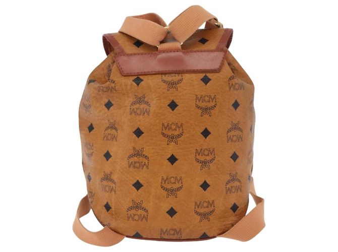 Zaino MCM Vicetos Logogram PVC Beige Oro Auth bs36277 D'oro - vista 3