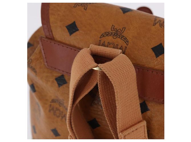 Zaino MCM Vicetos Logogram PVC Beige Oro Auth bs36277 D'oro - vista 7