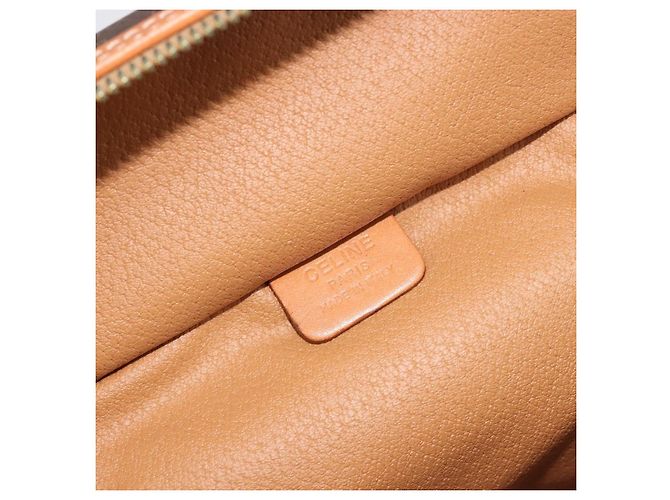 Céline CELINE Beauty Case Macadam in PVC e Pelle Marrone con Finiture Oro Autentico ep15314A - vista 16