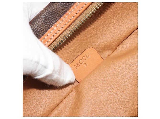 Céline CELINE Beauty Case Macadam in PVC e Pelle Marrone con Finiture Oro Autentico ep15314A - vista 20