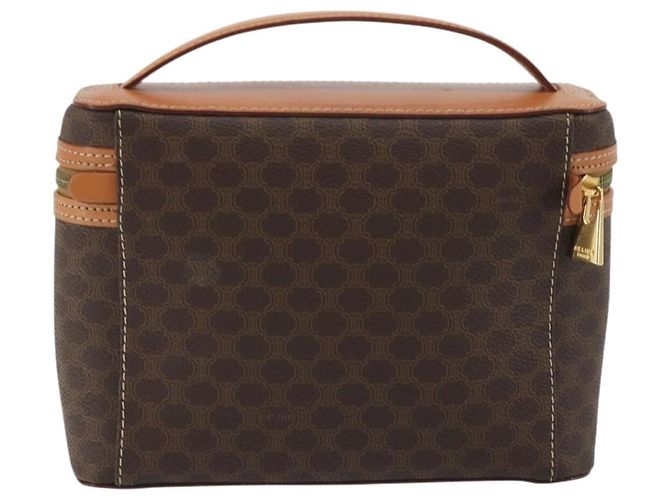 Céline CELINE Beauty Case Macadam in PVC e Pelle Marrone con Finiture Oro Autentico ep15314A - vista 3