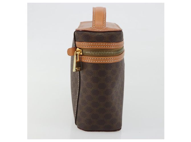 Céline CELINE Beauty Case Macadam in PVC e Pelle Marrone con Finiture Oro Autentico ep15314A - vista 5