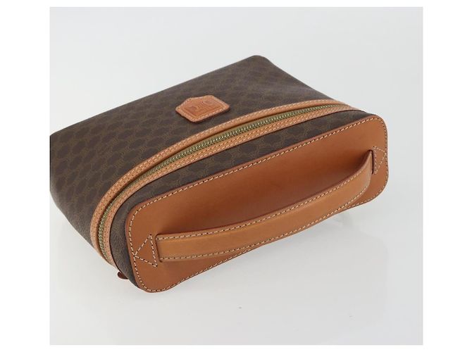 Céline CELINE Beauty Case Macadam in PVC e Pelle Marrone con Finiture Oro Autentico ep15314A - vista 6