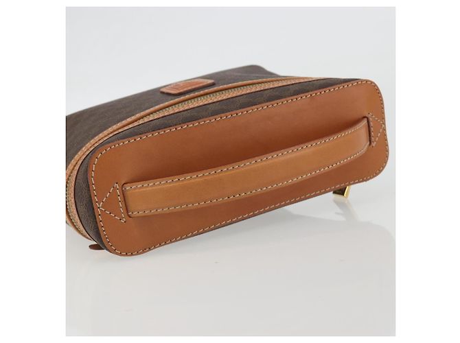 Céline CELINE Beauty Case Macadam in PVC e Pelle Marrone con Finiture Oro Autentico ep15314A - vista 7