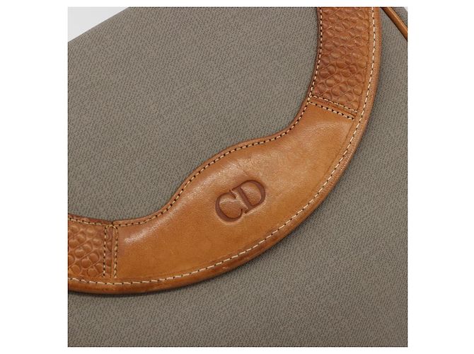 Borsa a tracolla Christian Dior PVC Pelle Grigio Marrone Auth ep15197 - vista 14