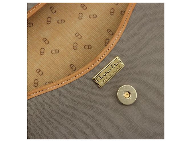 Borsa a tracolla Christian Dior PVC Pelle Grigio Marrone Auth ep15197 - vista 16