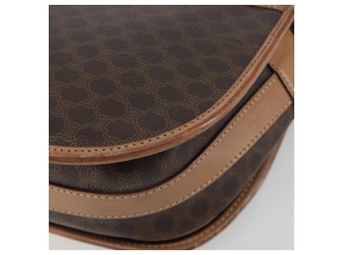 Céline CELINE Bolsa de Ombro Macadam em PVC e Couro Marrom com Detalhes Dourados Auth ep15274 - vista 12
