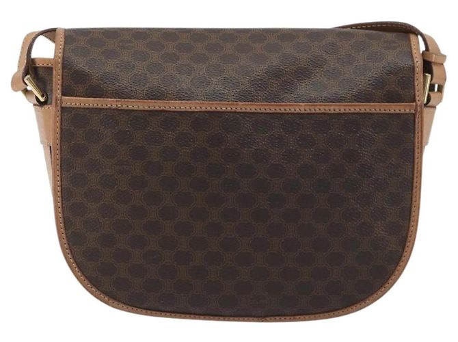 Céline CELINE Bolsa de Ombro Macadam em PVC e Couro Marrom com Detalhes Dourados Auth ep15274 - vista 3