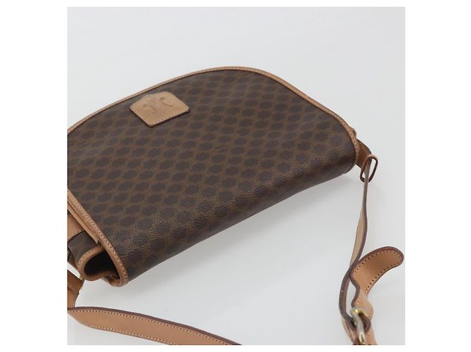 Céline CELINE Bolsa de Ombro Macadam em PVC e Couro Marrom com Detalhes Dourados Auth ep15274 - vista 6