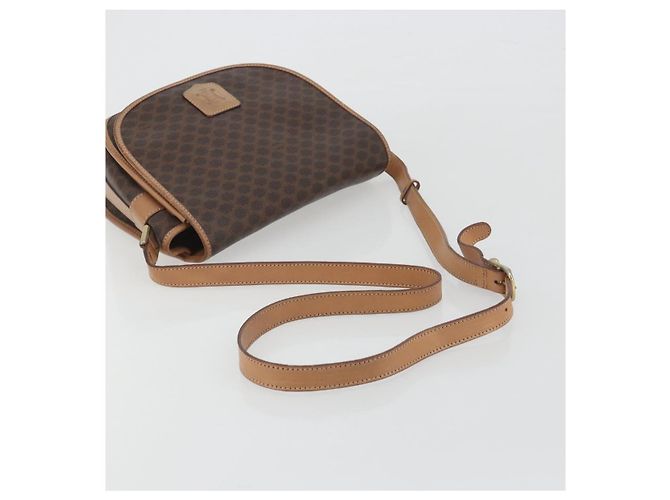 Céline CELINE Bolsa de Ombro Macadam em PVC e Couro Marrom com Detalhes Dourados Auth ep15274 - vista 7