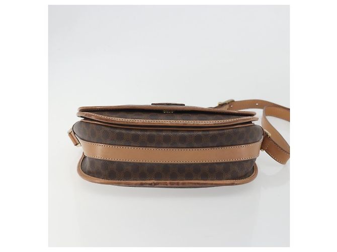 Céline CELINE Bolsa de Ombro Macadam em PVC e Couro Marrom com Detalhes Dourados Auth ep15274 - vista 9