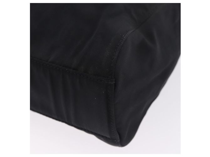 Borsa Tote a Spalla con Catena PRADA Nylon Nero Oro Auth 193554 D'oro - vista 11