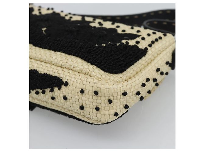 FENDI Celleria Flower Embroidery Straw Mamma Baguette 8BR101 Auth yk20689SM Prata Bege - vista 11