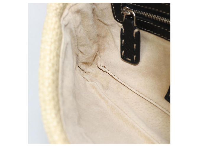 FENDI Celleria Flower Embroidery Straw Mamma Baguette 8BR101 Auth yk20689SM Prata Bege - vista 17