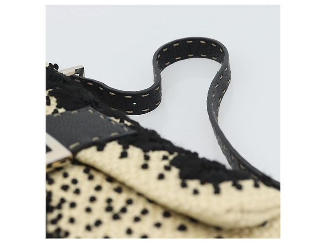 FENDI Celleria Flower Embroidery Straw Mamma Baguette 8BR101 Auth yk20689SM Prata Bege - vista 7